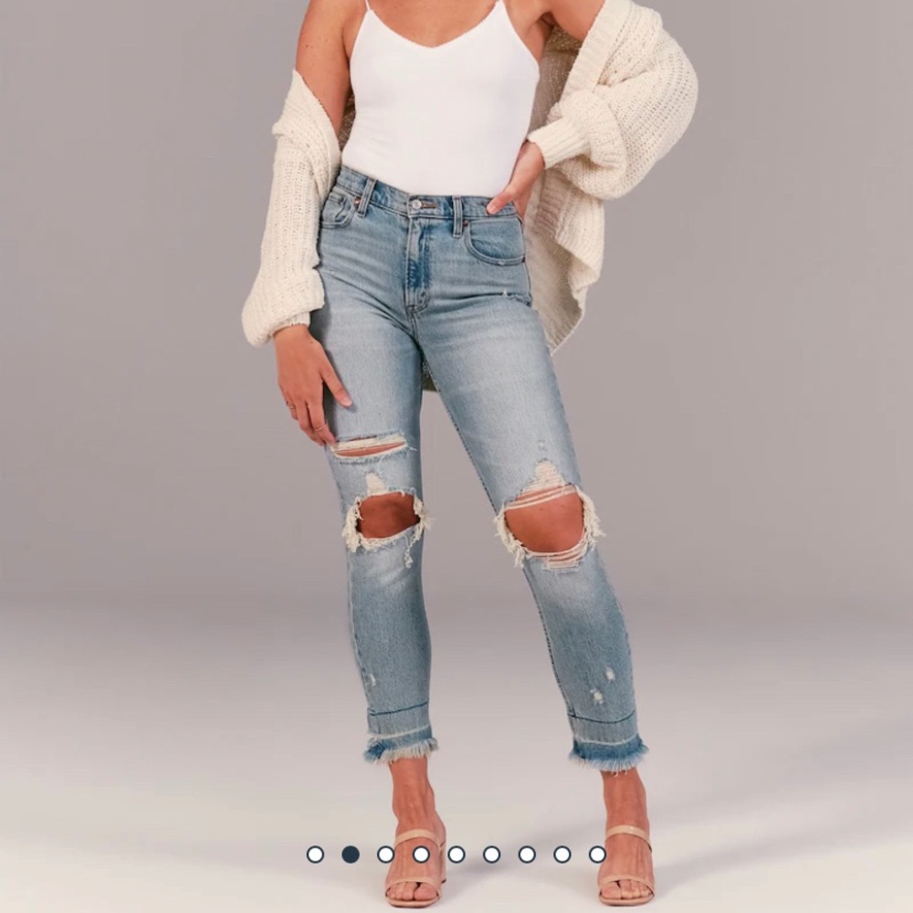 Abercrombie Ripped High Rise Mom Jeans